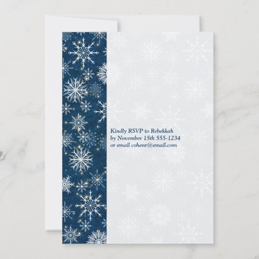 Blue, White Snowflakes Hanoukka Party Invitation (Dos)