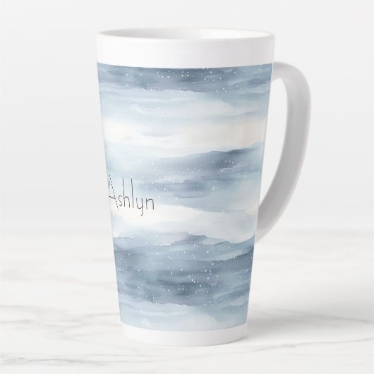 Blue White Snowflakes kerst Latte Mok (Rechterhoek)