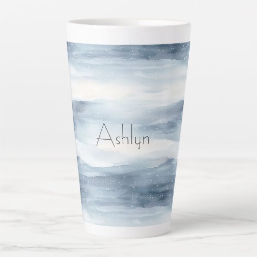 Blue White Snowflakes kerst Latte Mok (Voorkant)