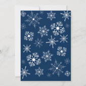 Blue White Snowflakes Noël Fête Invitation (Dos)