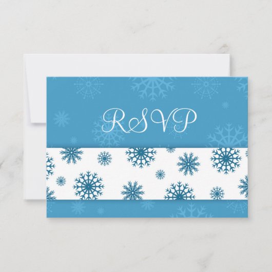 Blue White Snowflakes Noël Mariage Cartes RSVP (Devant)