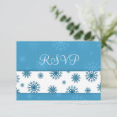 Blue White Snowflakes Noël Mariage Cartes RSVP (Debout devant)