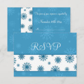 Blue White Snowflakes Noël Mariage Cartes RSVP (Devant / Derrière)