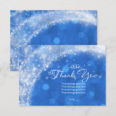 Blue & White Sparkle Cinderella Thank You Bedankkaart (Voorkant / Achterkant)