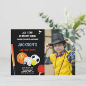 Blue White Sports Invitations d'anniversaire avec (Debout devant)