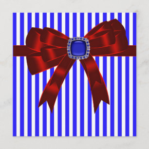 Blue White Stripe Company Picnic BBQ Kaart