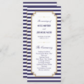 Blue White Striped Wedding Program Rack Kaarten (Voorkant / Achterkant)