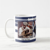 Blue White Striped Zijn foto Mok (Links)