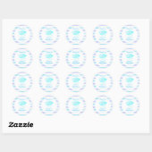 Blue White Stripes Baby shower Dank u Sticker (Vel)