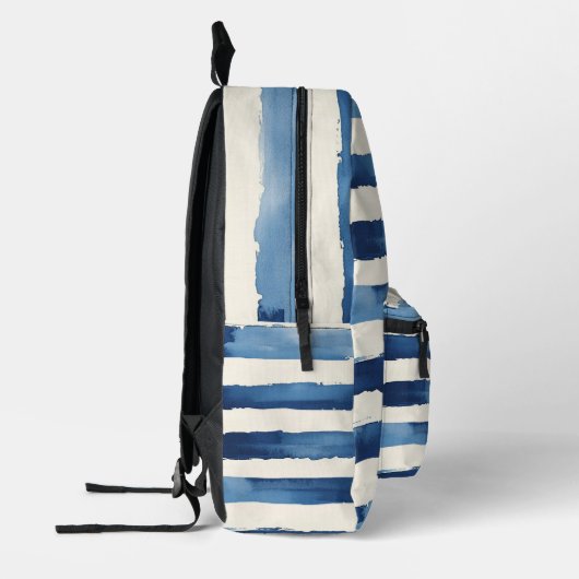 Blue White Stripes Bedrukte Rugzak (Links)