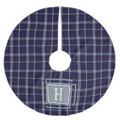 Blue white Tartan Monogram  Kerstboom Rok (Voorkant)