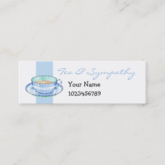 Blue White Teacup petit Carte de visite bleu blanc (Devant)