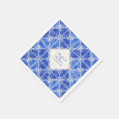 Blue White Tegel Pattern Wedding Waterverf Rustic Servet (Hoek)