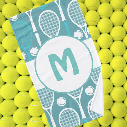 Blue & White Tennis Rackets Balls Joueur Nom migno