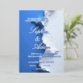 Blue & White Textured Art Wedding Invitation (Debout devant)