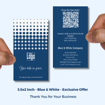 Blue White Thank You, QR Access to Special Offer