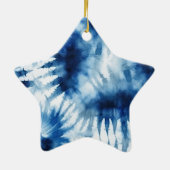 Blue White Tie Dye Keramisch Ornament (Achterkant)