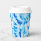 Blue White Tie Dye Papieren Bekers (Achterkant)