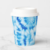 Blue White Tie Dye Papieren Bekers (Voorkant)