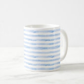 Blue White Trendy Waterverf Striped Koffiemok (Voorkant rechts)