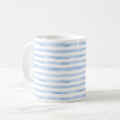 Blue White Trendy Waterverf Striped Koffiemok (Voorkant links)