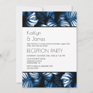 Blue White Tropical Palm Wedding Reception Kaart