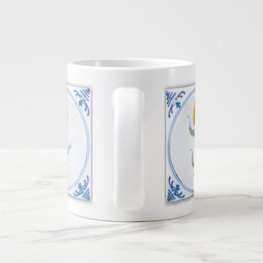 Blue White Tulip Faux Tile Coffee Mok (Achterkant)