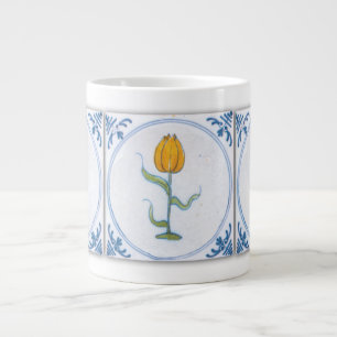 Blue White Tulip Faux Tile Coffee Mok