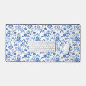 Blue White Vintage Floral Toile Pattern  (Clavier et souris)