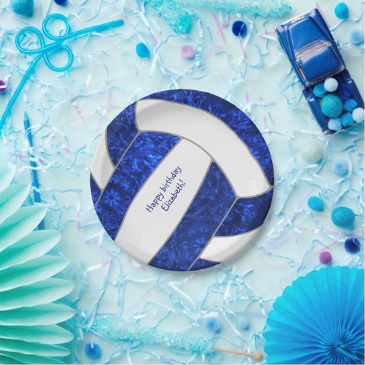 blue - white - volleybal verjaardagsfeest papieren bordje (Feest)