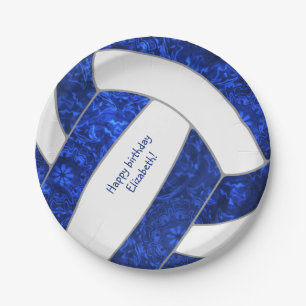 blue - white - volleybal verjaardagsfeest papieren bordje