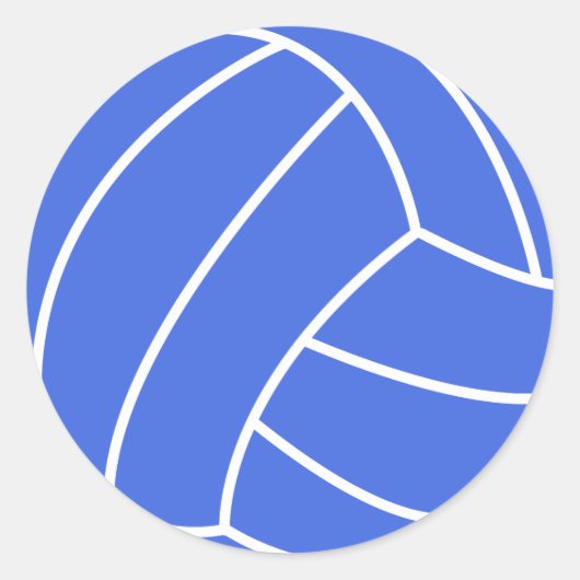 Blue & White Volleyball Ronde Sticker (Voorkant)