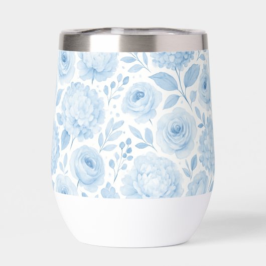 Blue White Watercolor Floral Pattern (Arrière)