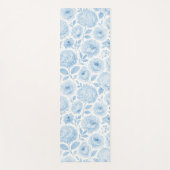 Blue White Watercolor Floral Pattern Yogamat (Voorkant)