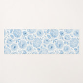 Blue White Watercolor Floral Pattern Yogamat (Voorkant (horizontaal))