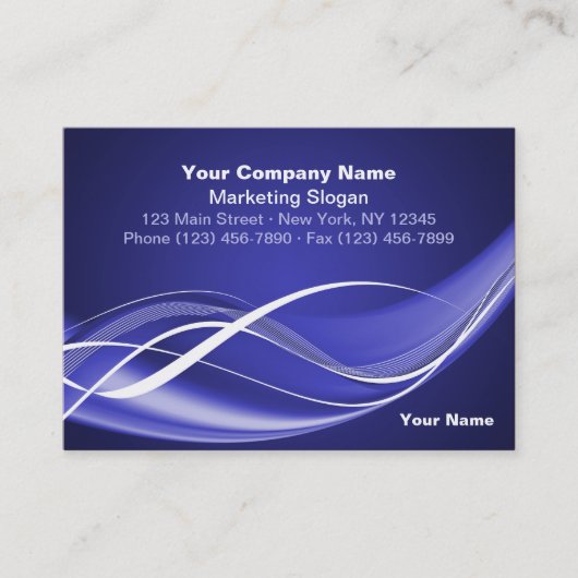 Blue White Wave Business Card-template Visitekaartje (Voorkant)