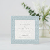 Blue + White Wave Motif Beach Wedding Invitation (Debout devant)
