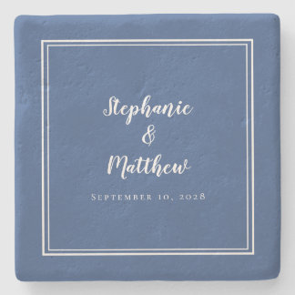 Blue White Weddenschap Bride & Groom Elegant Simpl Stenen Onderzetter