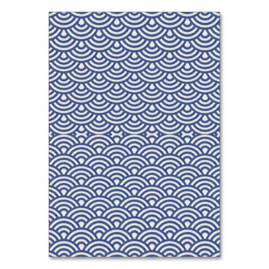 Blue + White Wedve Wave Pattern Place Name Card Kaart (Achterkant)