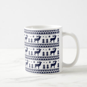Blue White White Fair Isle-kerstkeukenpatroon Koffiemok