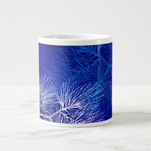 Blue White Winter Holiday Pine Grote Koffiekop (Voorkant)