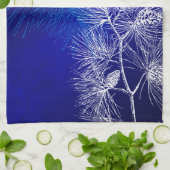 Blue White Winter Holiday Pine Theedoek (Gevouwen)