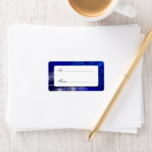 Blue White Winter Pine Custom Gift Label (Insitu)