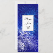 Blue White Winter Pine Custom Holiday Invitations (Devant)
