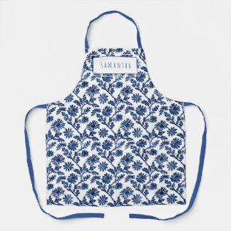 Blue White Womens Apron Schort