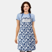 Blue White Womens Apron Schort (Gedragen)