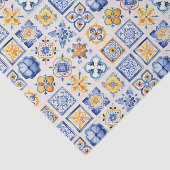 Blue White Yellow Tiles Pattern Summer Aesthetic  Tissuepapier (Detail)