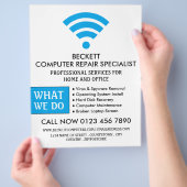 Blue Wi-Fi Logo, Computer Repair Specialist Advert Flyer (Hand)