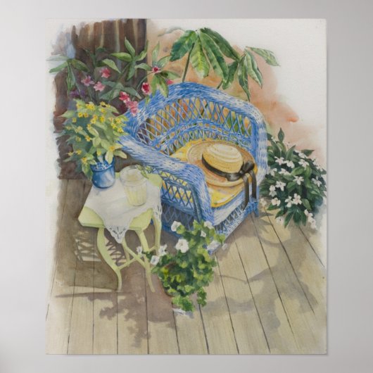 Blue Wicker Waterverf-medium Poster (Voorkant)