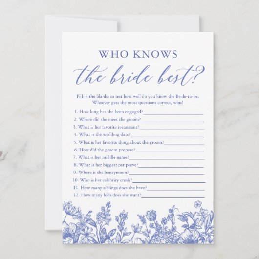 Blue Wie weet de bruid beste Vrijgezellenfeest spe Kaart (Voorkant)